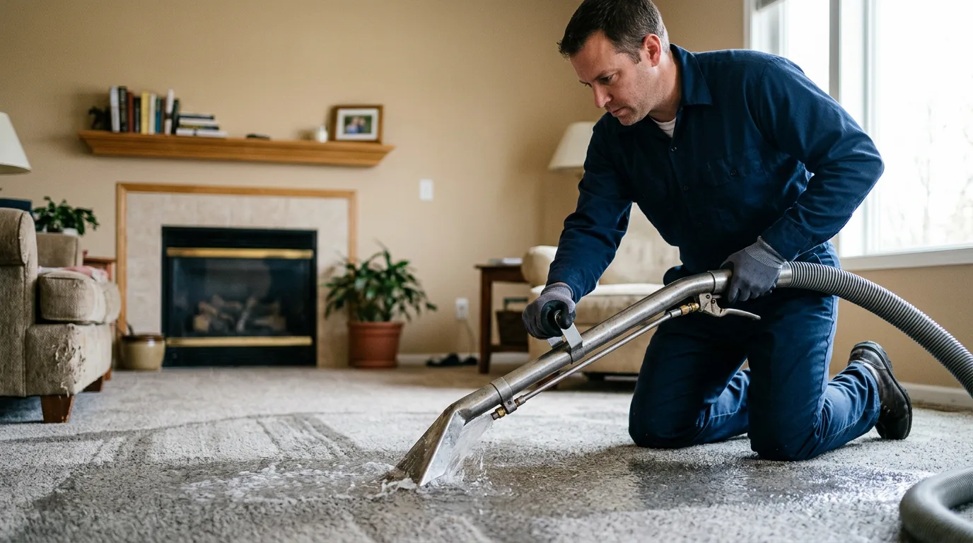 Water damage restoration technician working near Glennie, MI